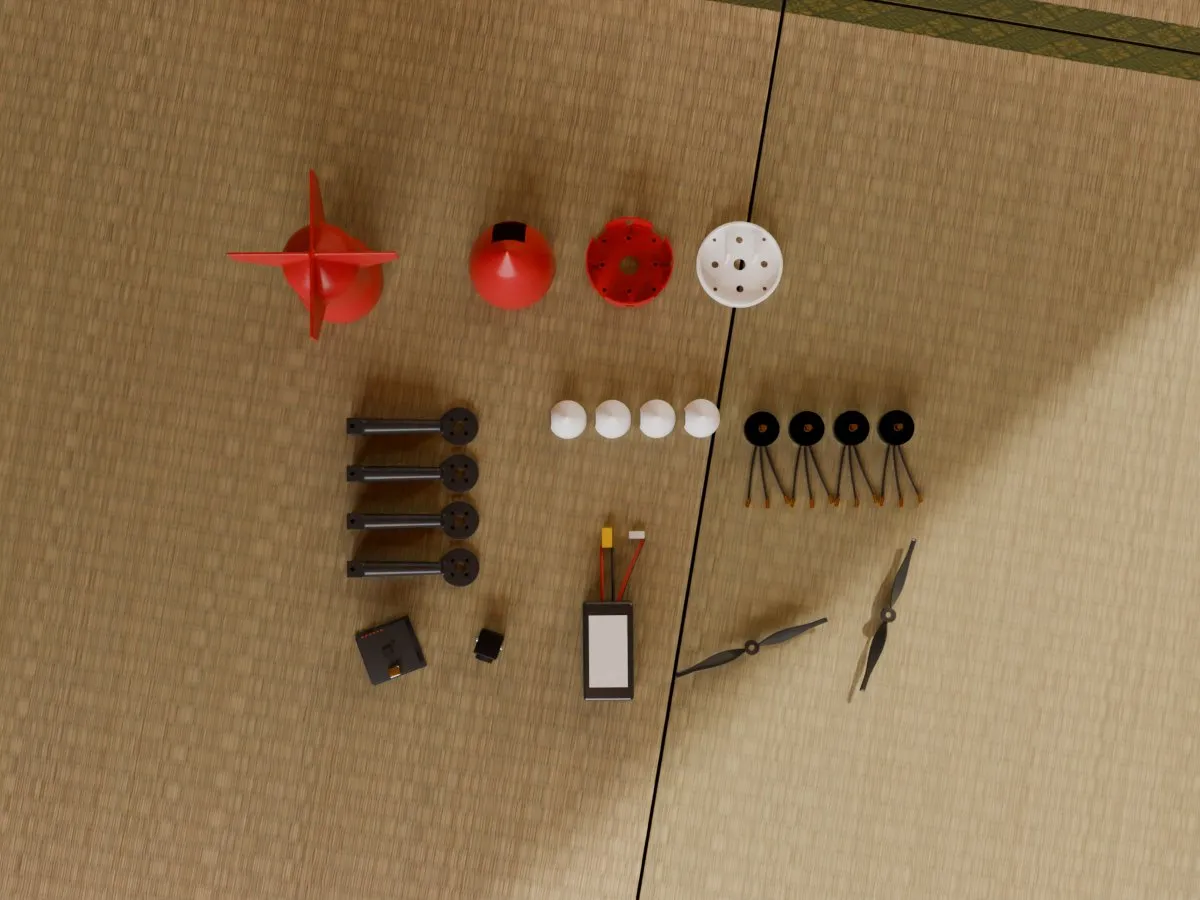 5 inch speed quad frame, room parts top