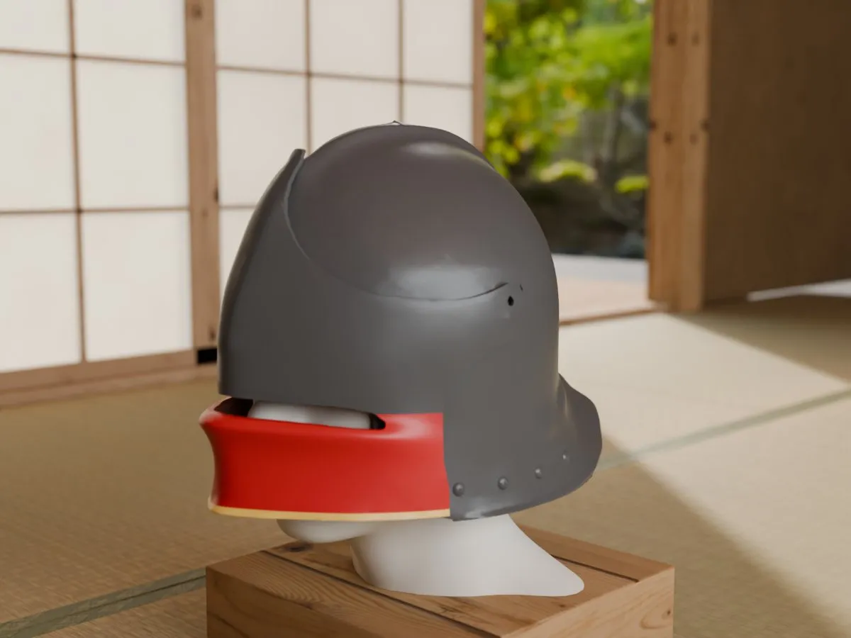 Visored sallet knight's helmet, room front