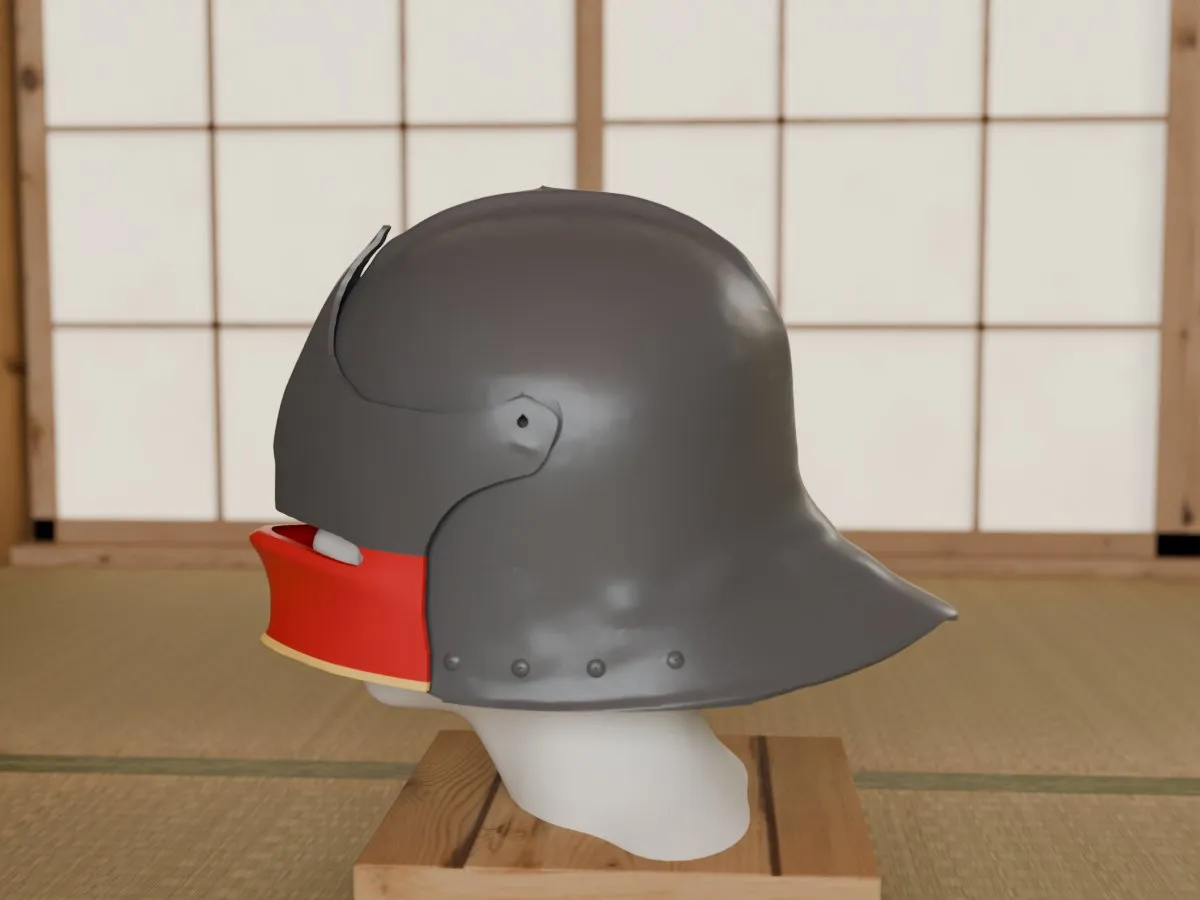 Visored sallet knight's helmet, room side