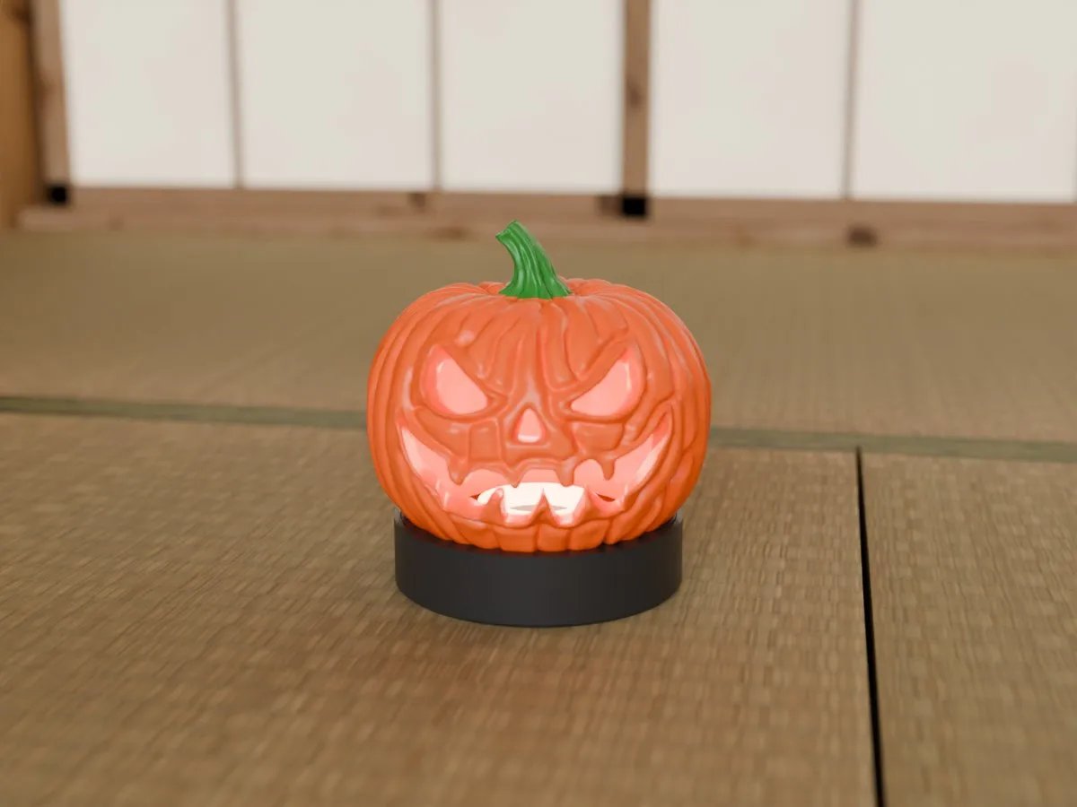 Light-up pumpkin lantern, room front