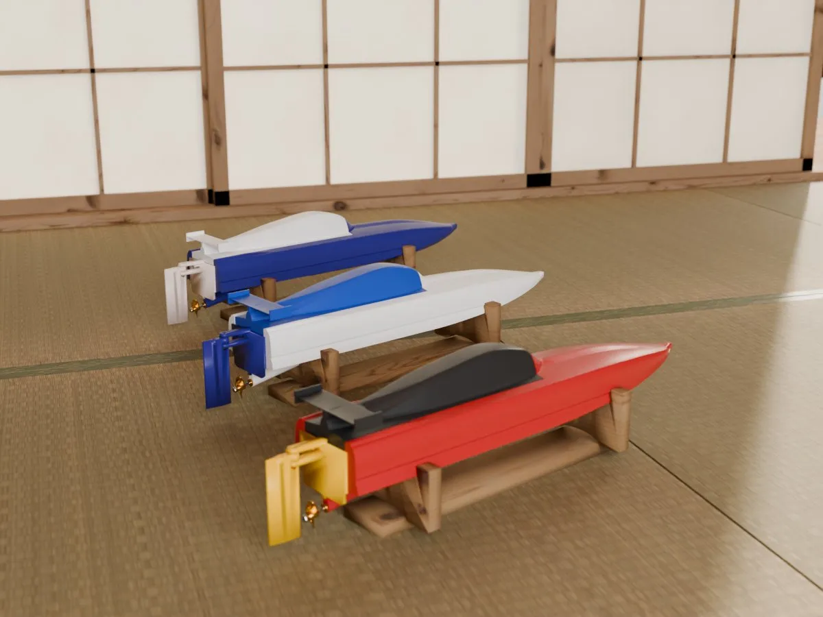 Self-righting RC speed boat, room front