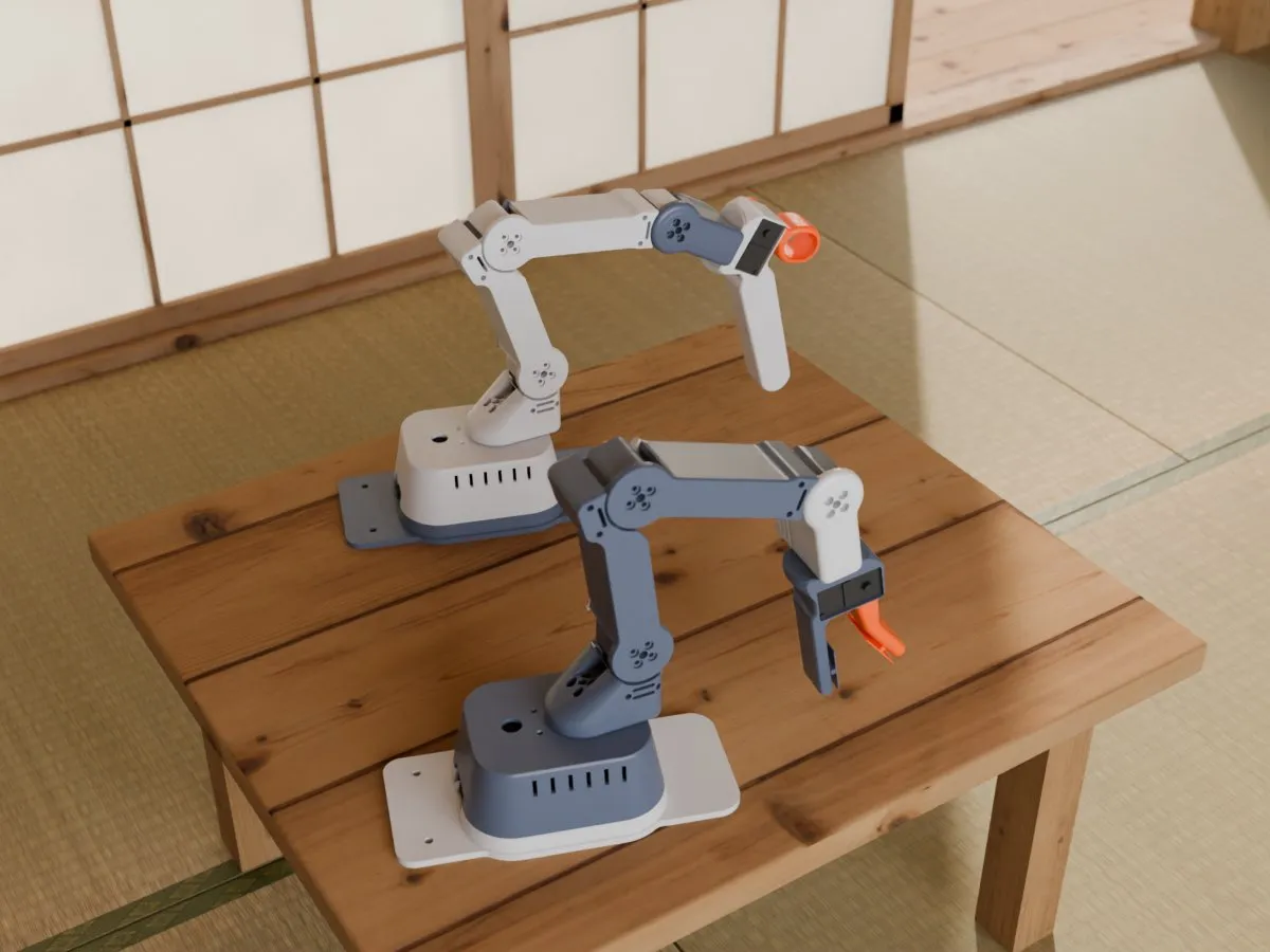 Robot arm pair, follower and leader, room high
